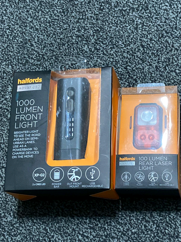 Halfords bike lights front and rear 